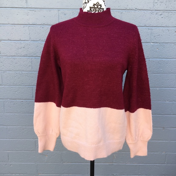 Michael Kors Pink Burgundy Colorblock Sweater - Picture 1 of 6